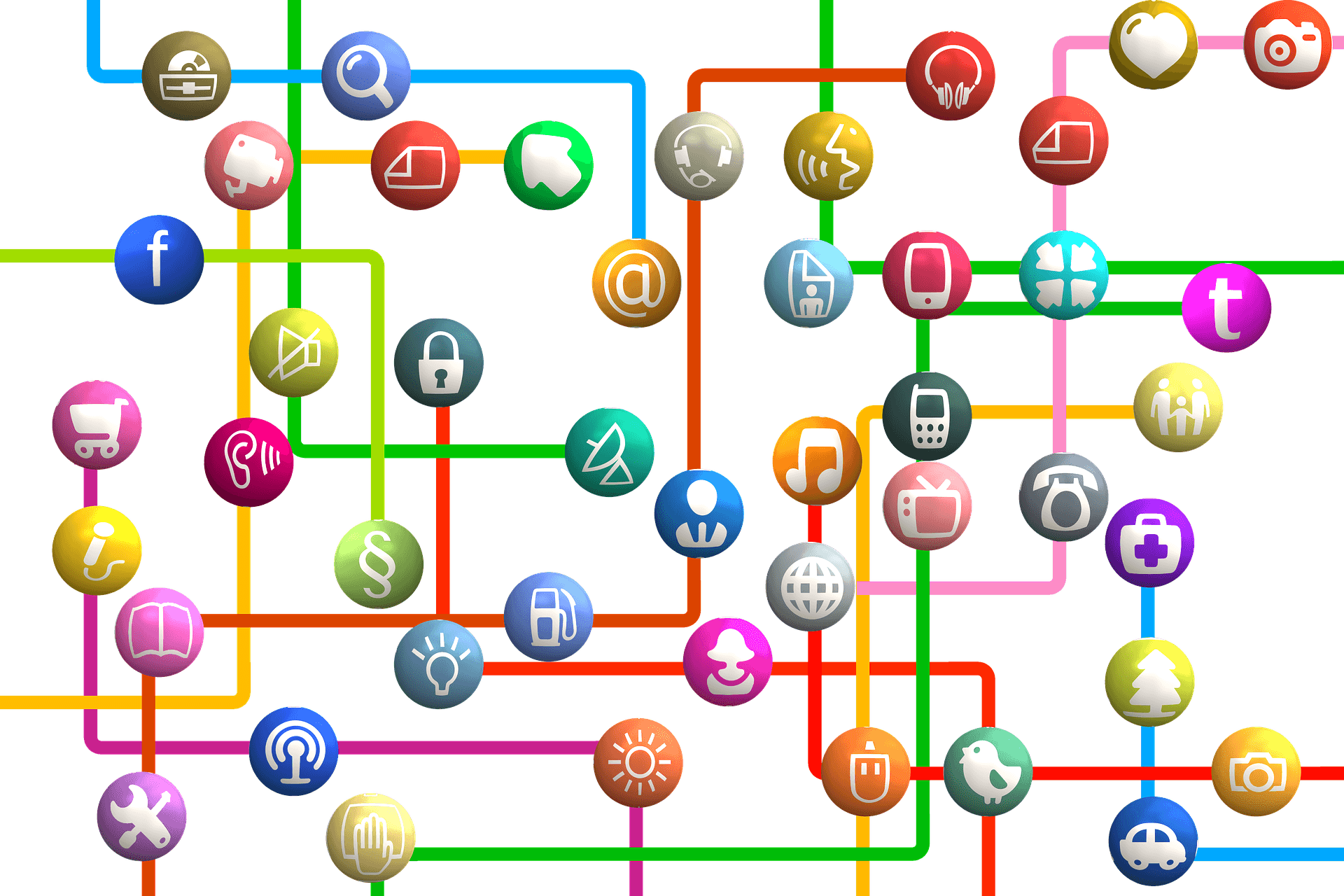 Social Media Network Connectivity Map PNG