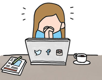 Social Media Overwhelm Cartoon PNG