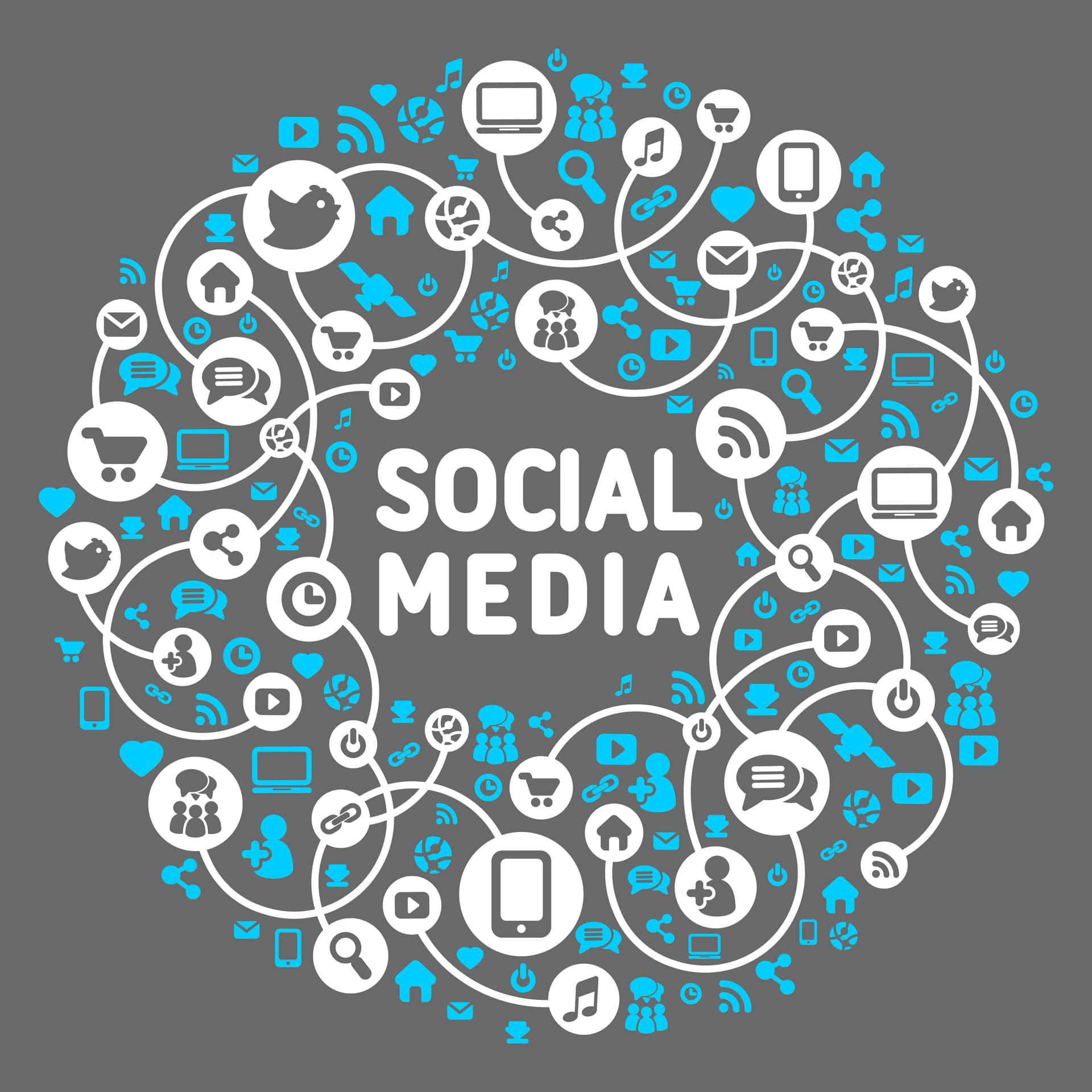 Social Media Icons In A Circle Wallpaper
