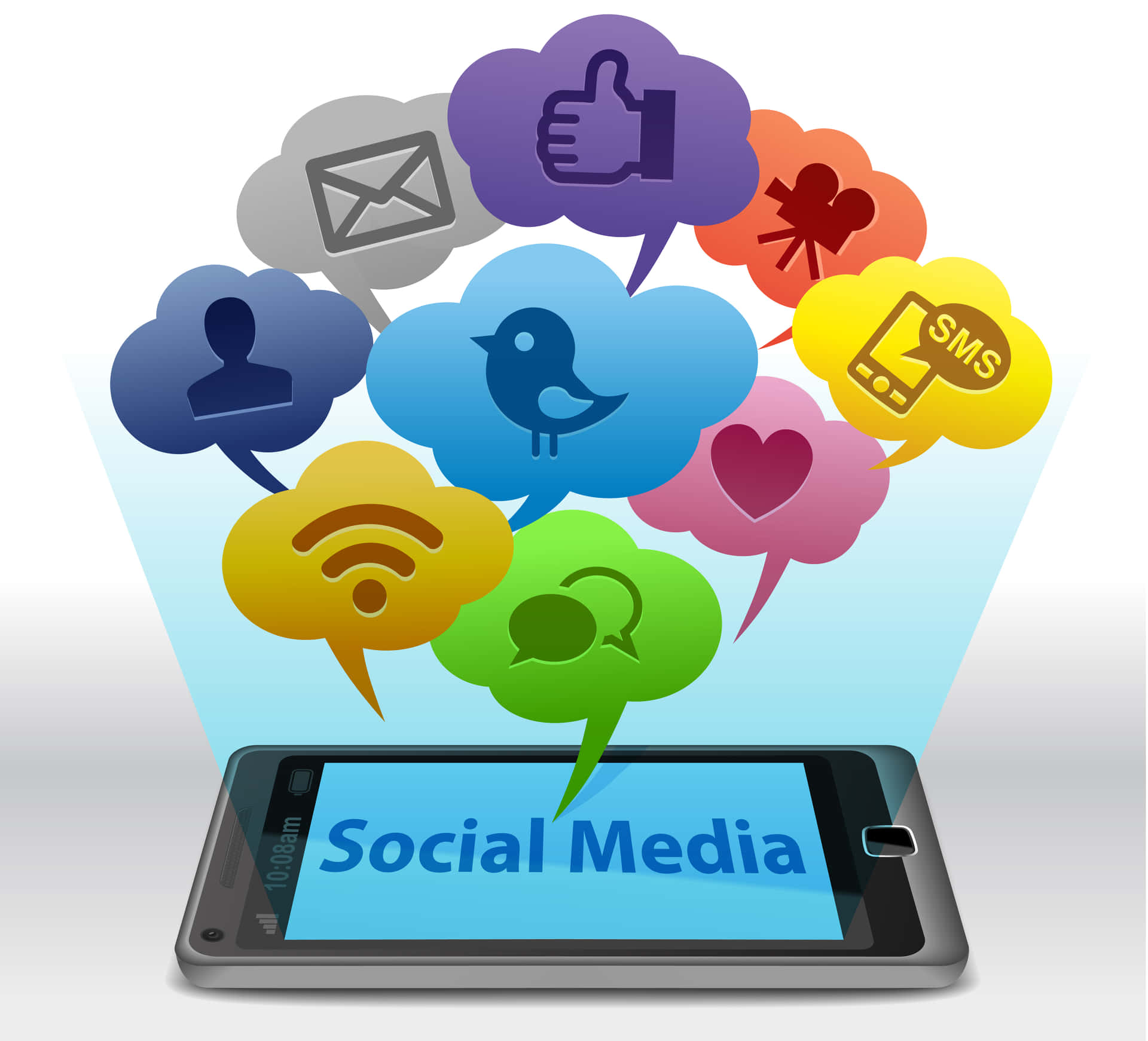 Socialmedia Marketing - En Mobiltelefon Med Sociale Medie Ikoner.