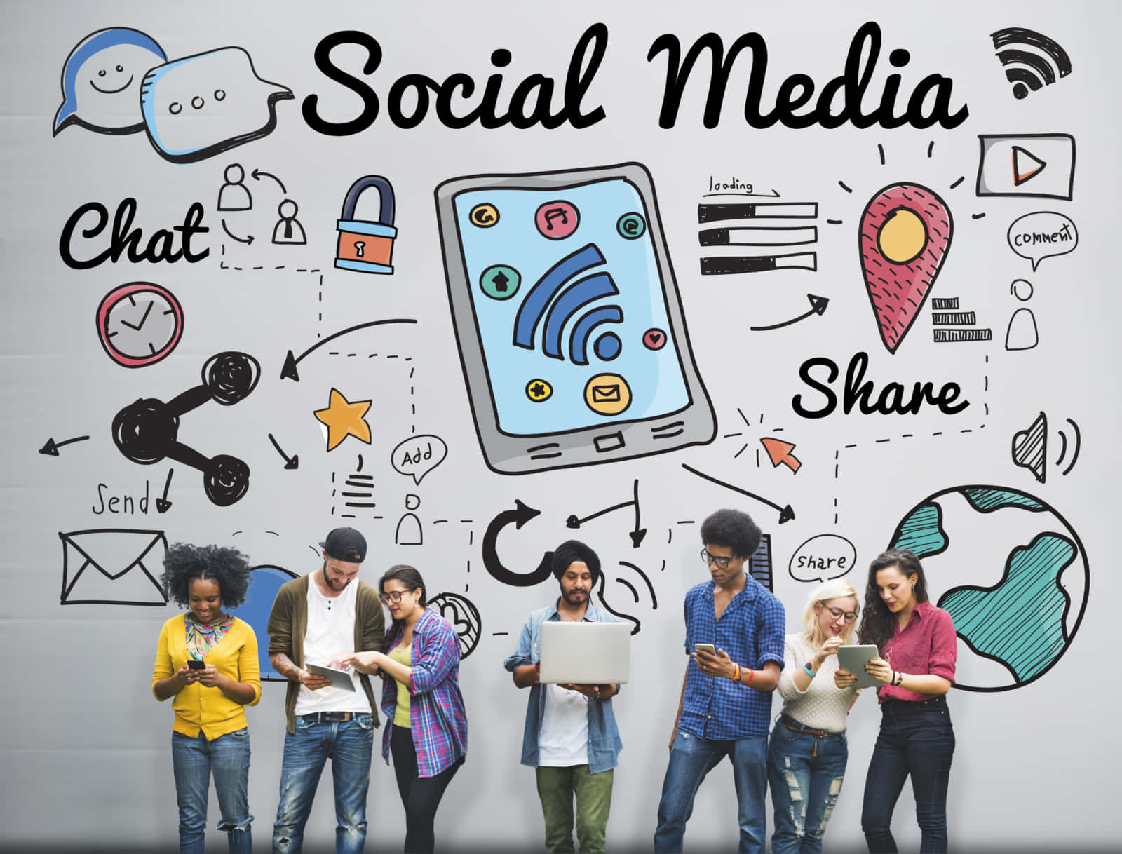Натуралистичный контент. Social Media. Мы в социальных сетях Постер. Визуальная концепция социальных сетей. Человек и Медиа.