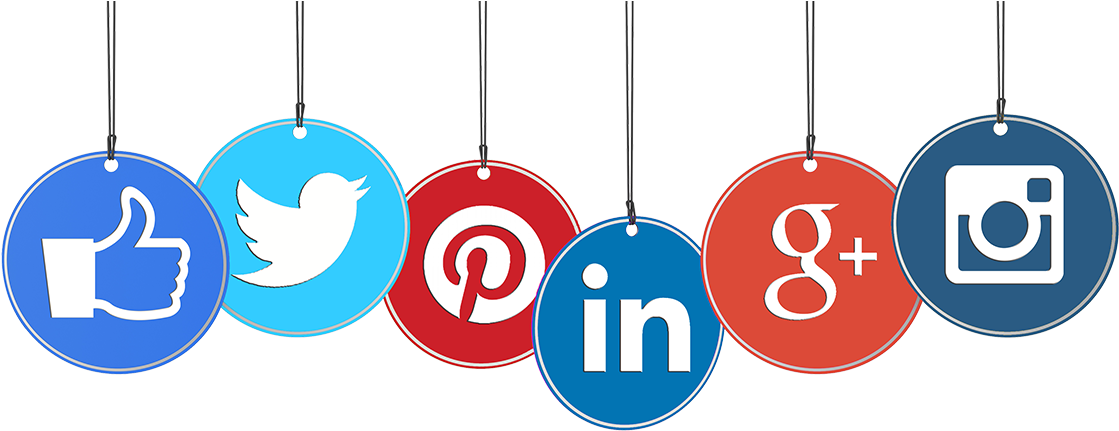 Social Media Platform Icons Hanging Signs PNG