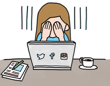 Social Media Stress Illustration PNG