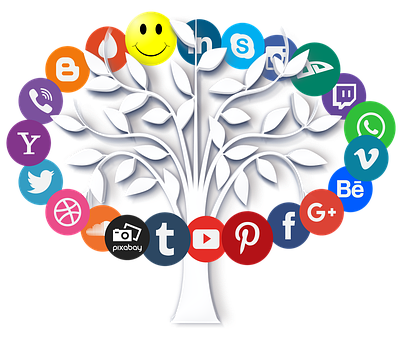 Social Media Tree Concept PNG