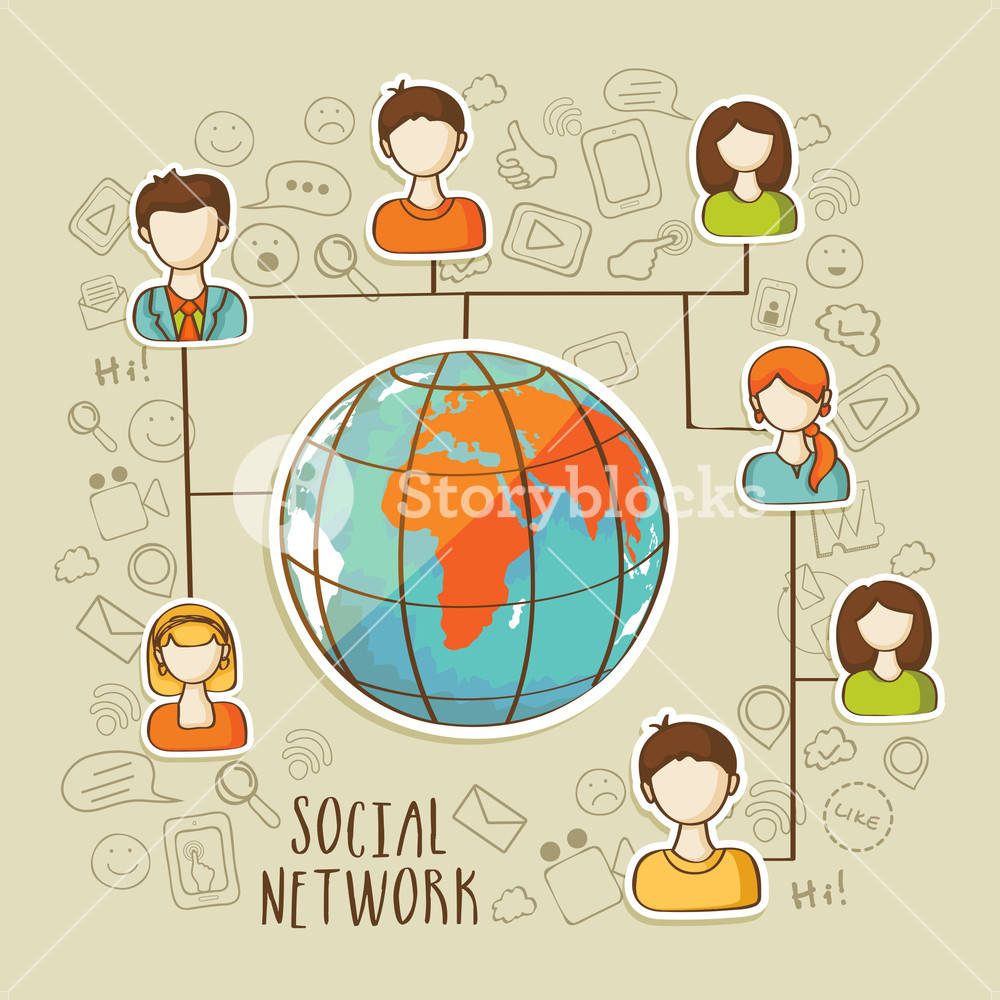 Social Network Cartoon Connect Wallpaper