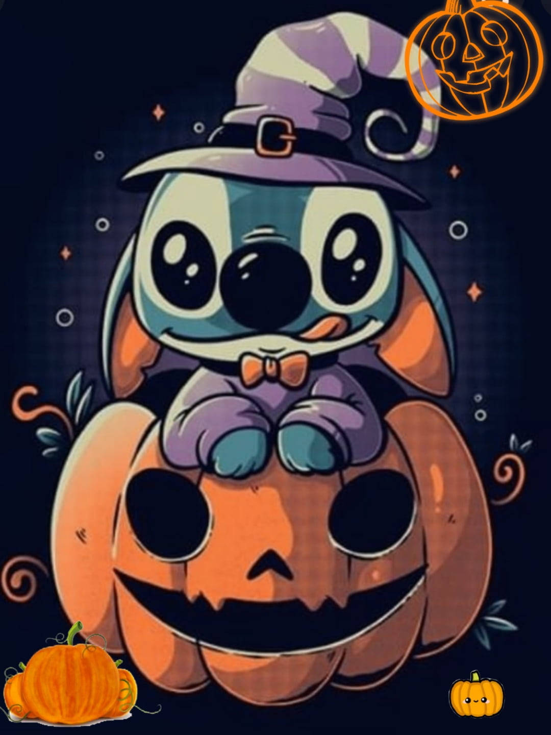 Sød Disney Stitch Halloween Wallpaper