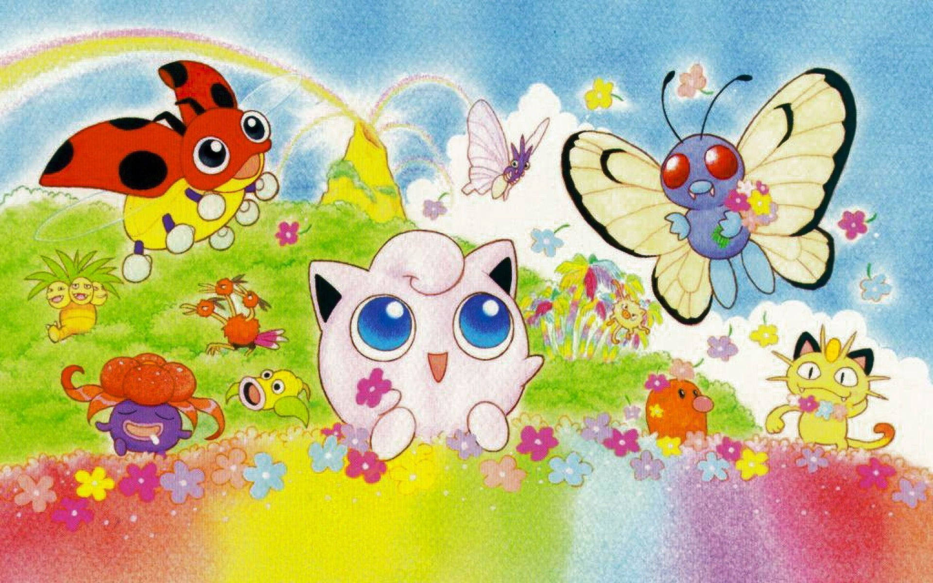 Sød Farverig Pokemon Wallpaper