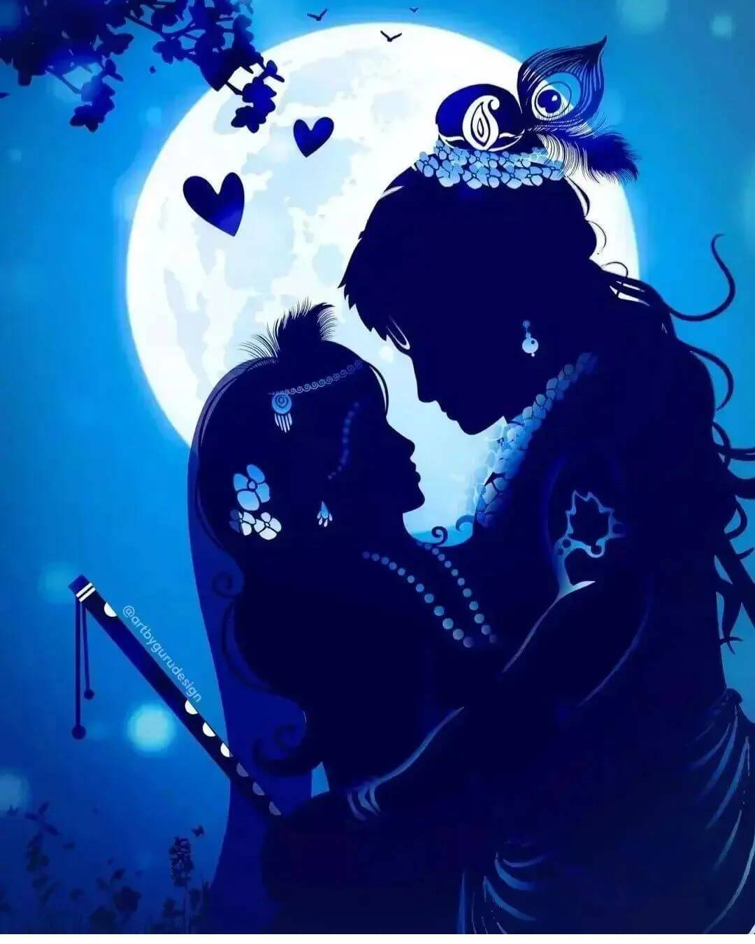 Download Sød Radha Krishna Blue Moon Wallpaper | Wallpapers.com