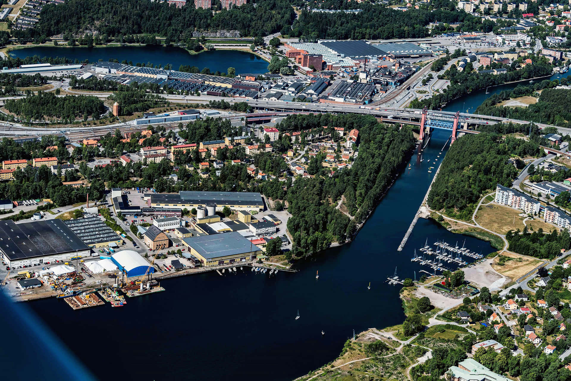 Sodertalje Aerial View Sweden Wallpaper