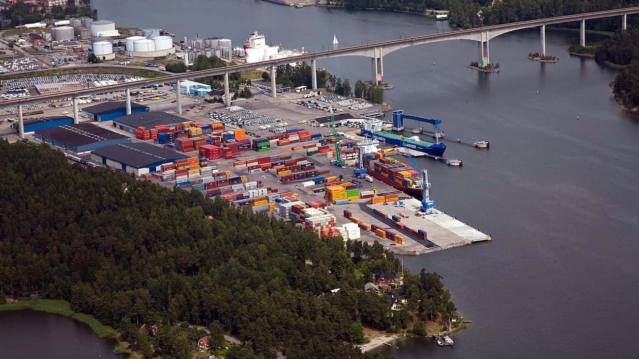 Sodertalje Industrial Port Aerial View Wallpaper