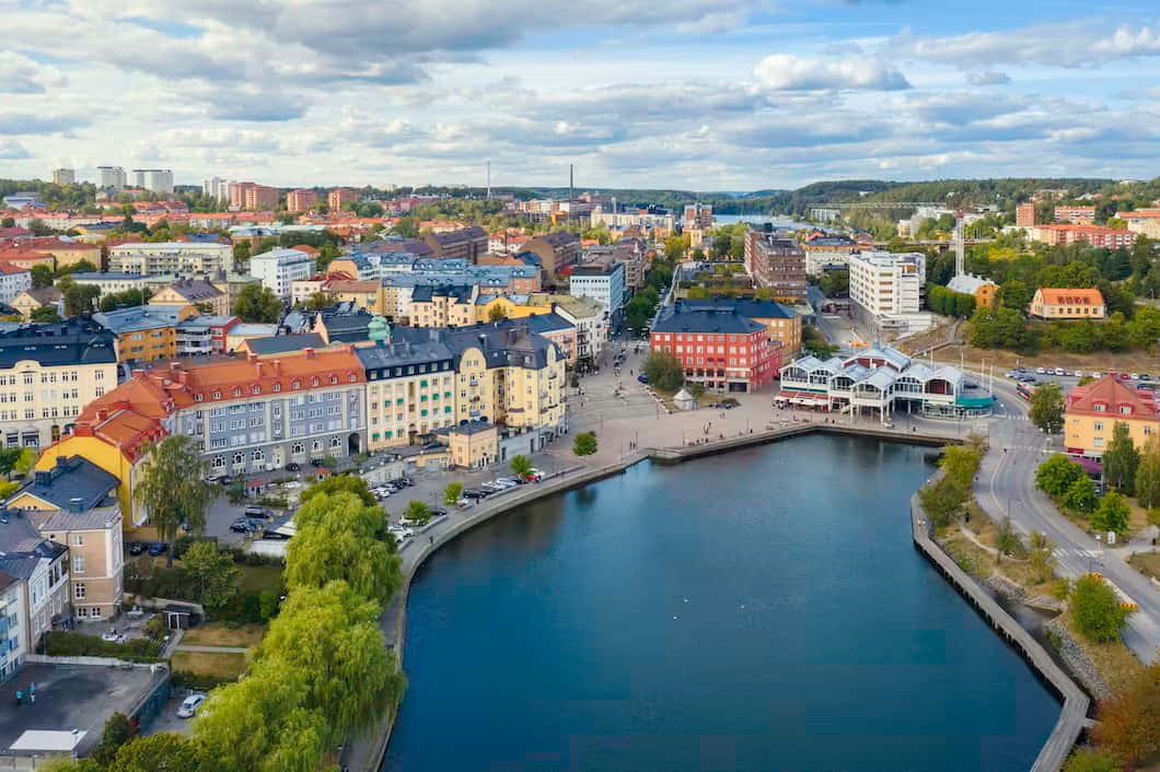Sodertalje Sweden Aerial View Wallpaper