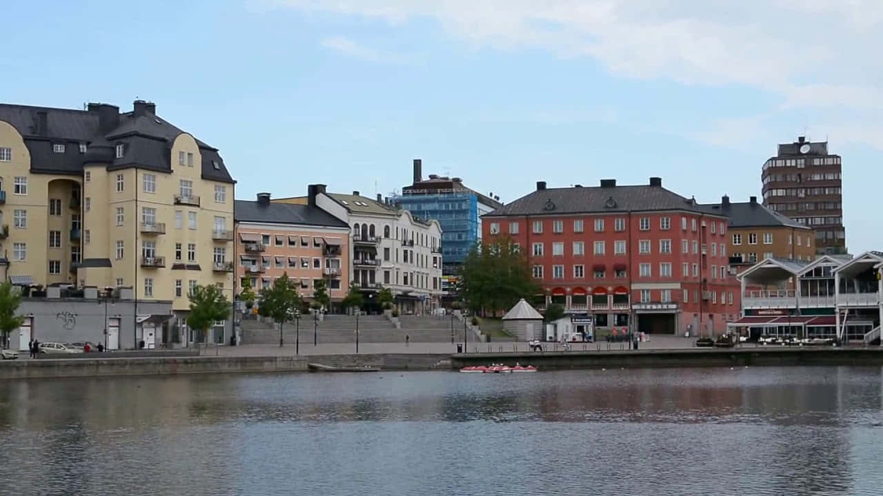 Sodertalje Waterfront Buildings Sweden Wallpaper