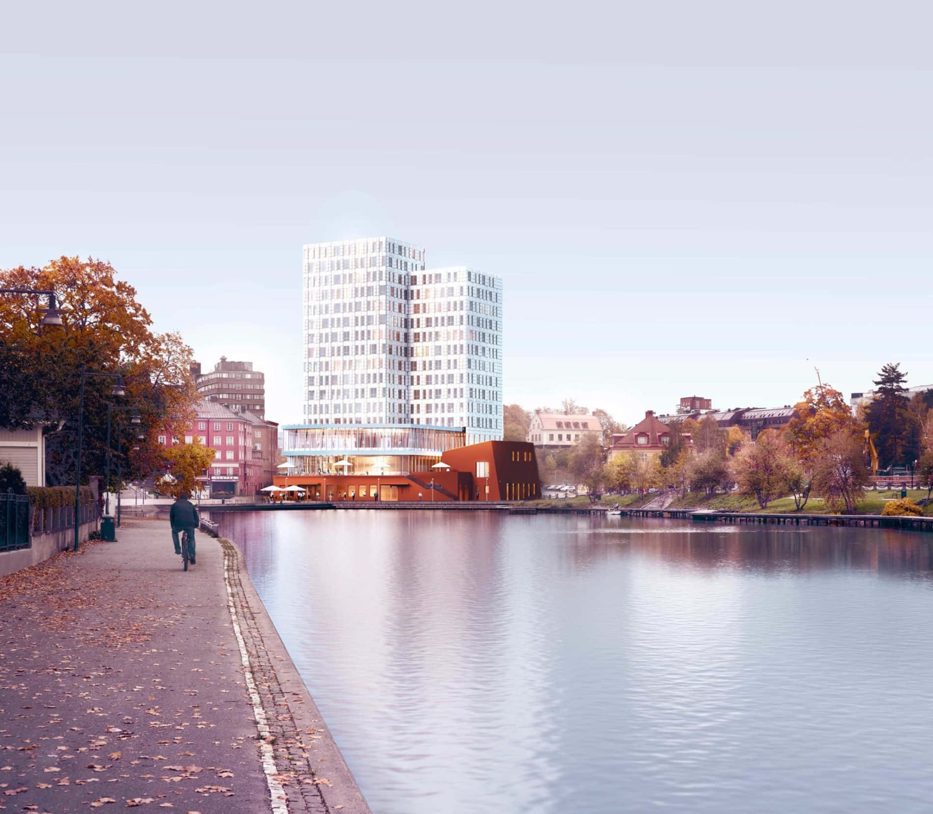 Sodertalje Waterfront Modern Architecture Sweden Wallpaper