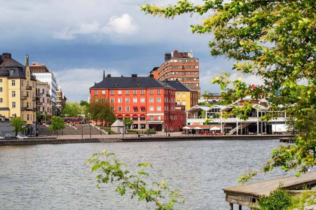 Sodertalje Waterfront View Sweden Wallpaper