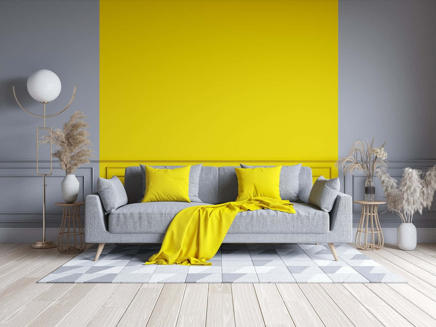 Yellow And Grey Sofa Picture