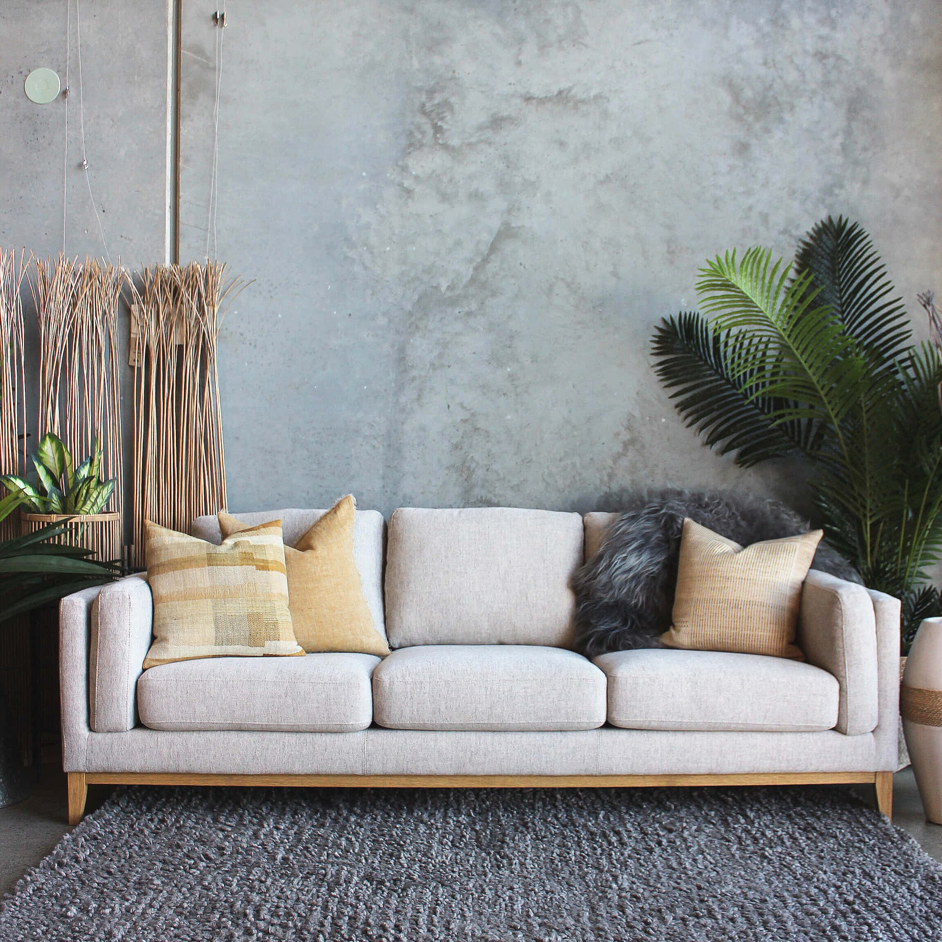 Hvid Sofa Couch Mod Marmor Væg Billede
