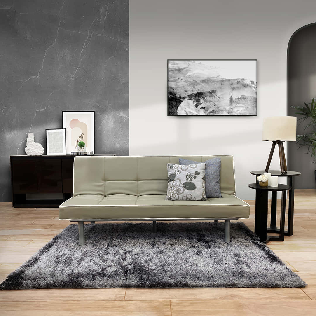 Sofa på fluffig grå tæppe billede
