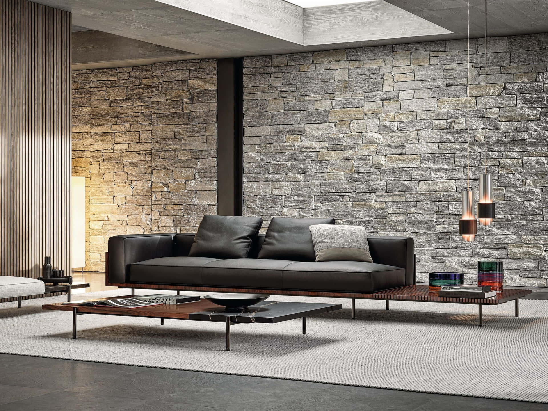 Leather Sofa In Contemporary House Picture