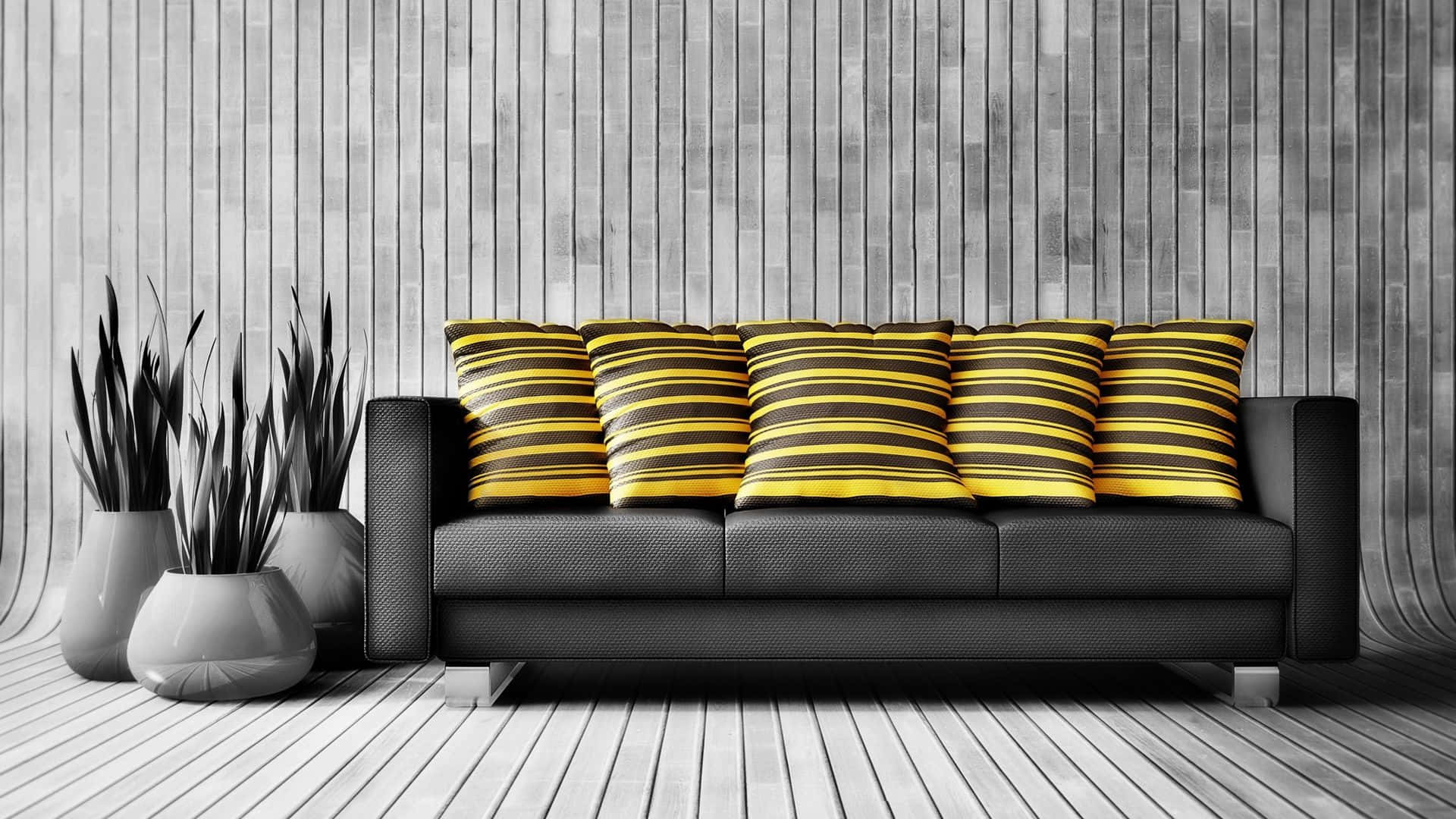Guld og sort sofa billede