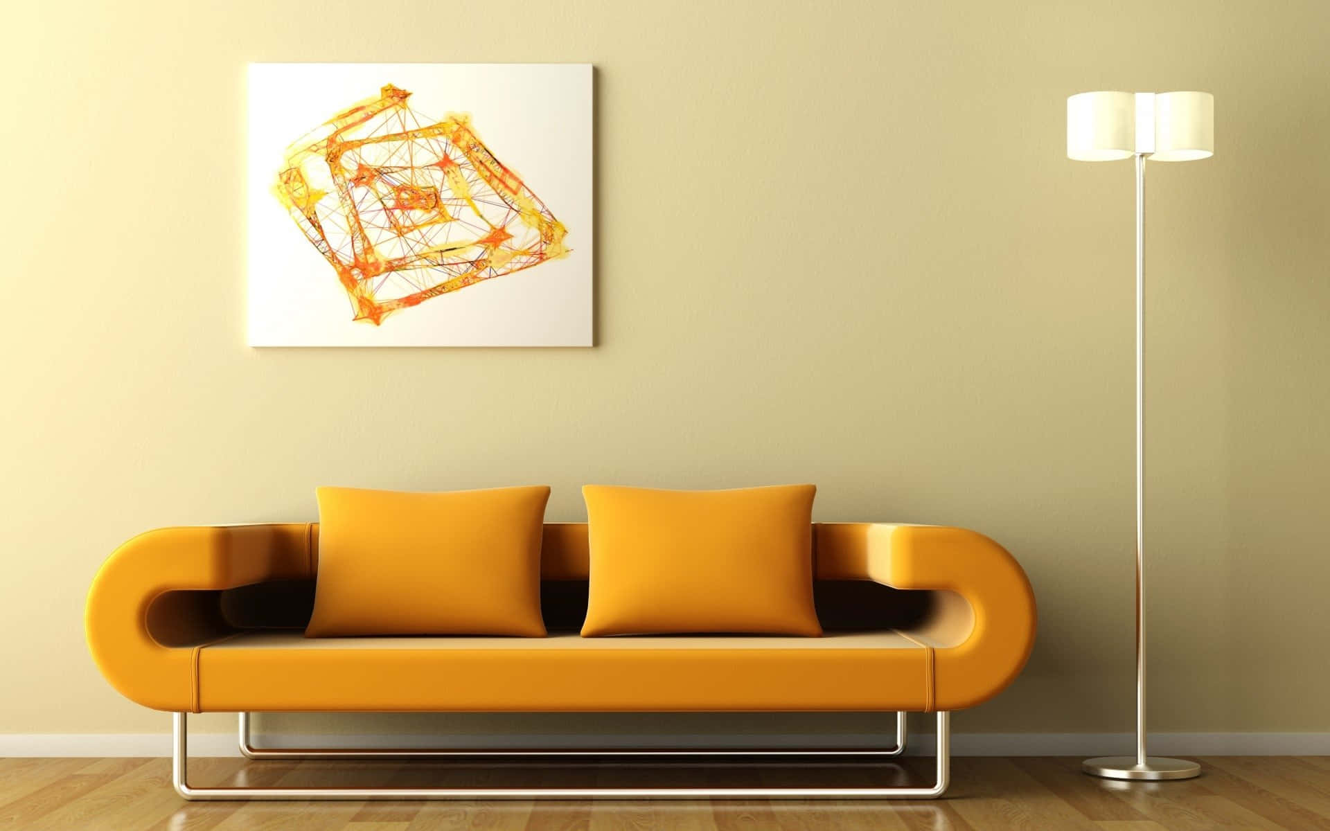 Orange Sofa 3d Modellbillede