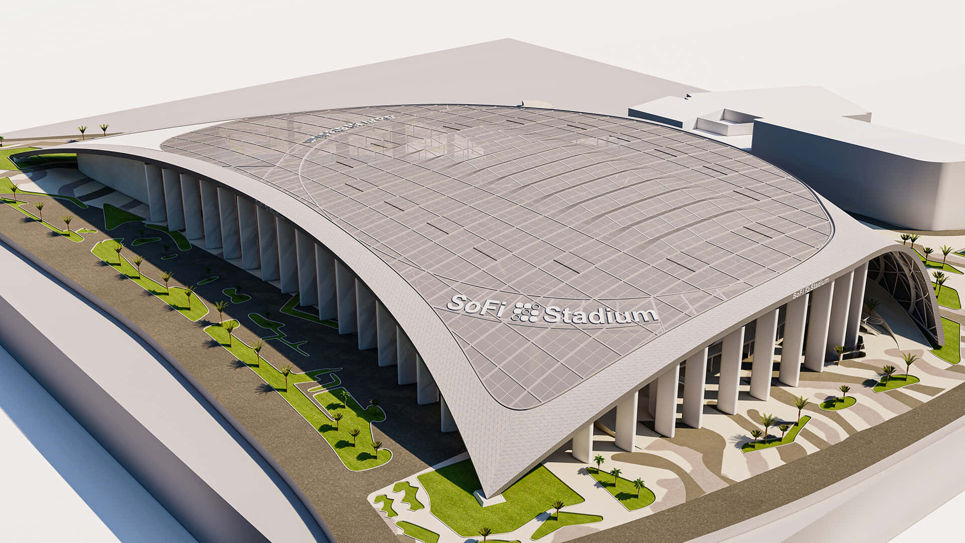 The innovative architectural marvel that is SoFi Stadium.