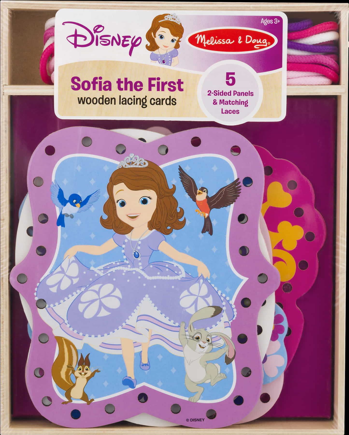 Sofia The First Wooden Lacing Cards Toy PNG