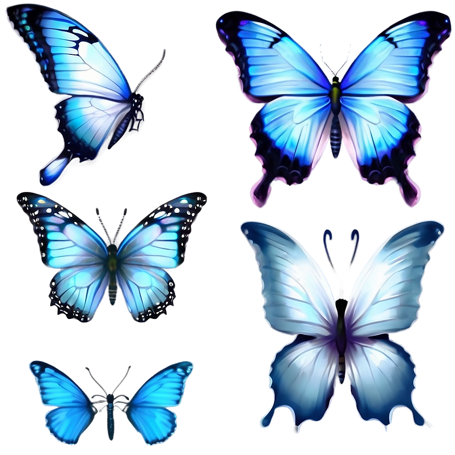 Soft Blue Butterflies Png 06132024 PNG