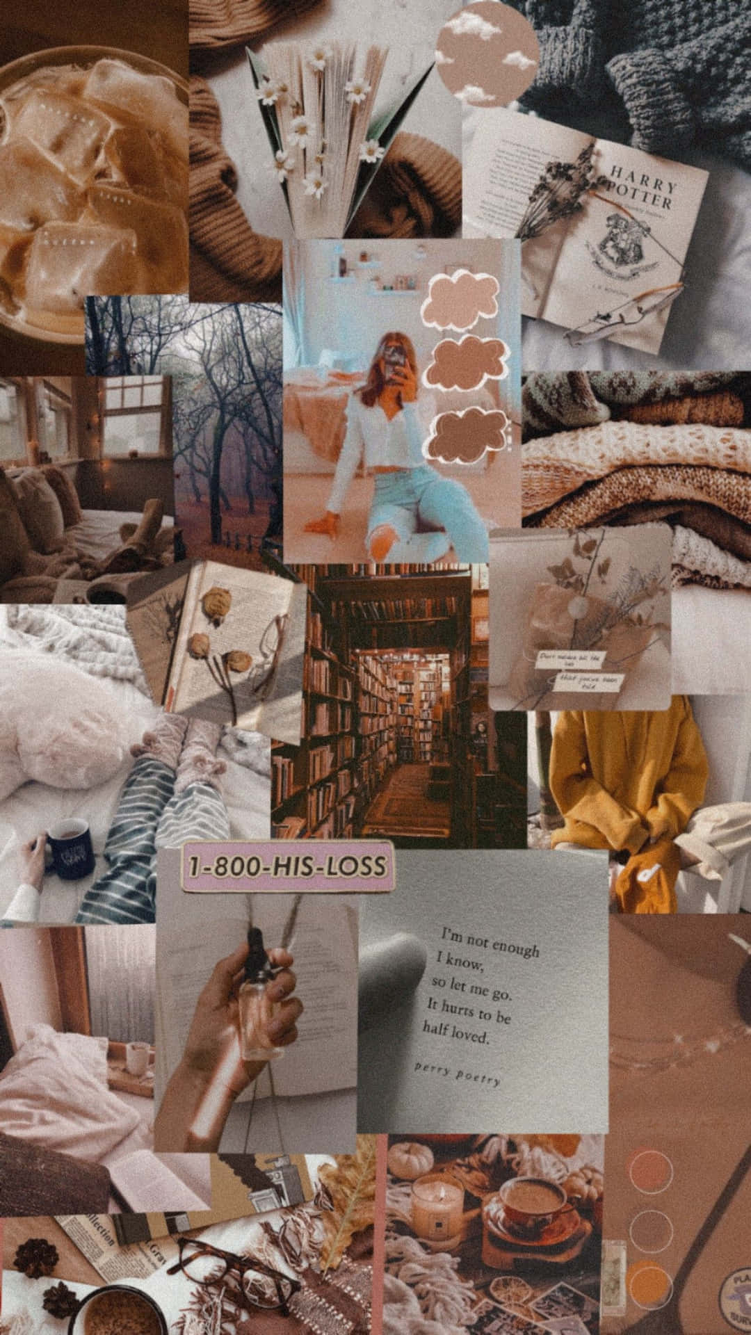 Soft Brown Aesthetic Collage Wallpaper