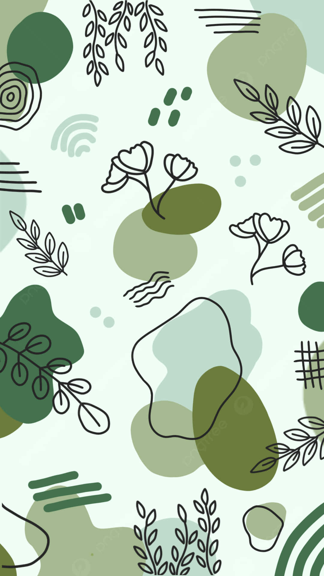Soft Green Nature Pattern Wallpaper