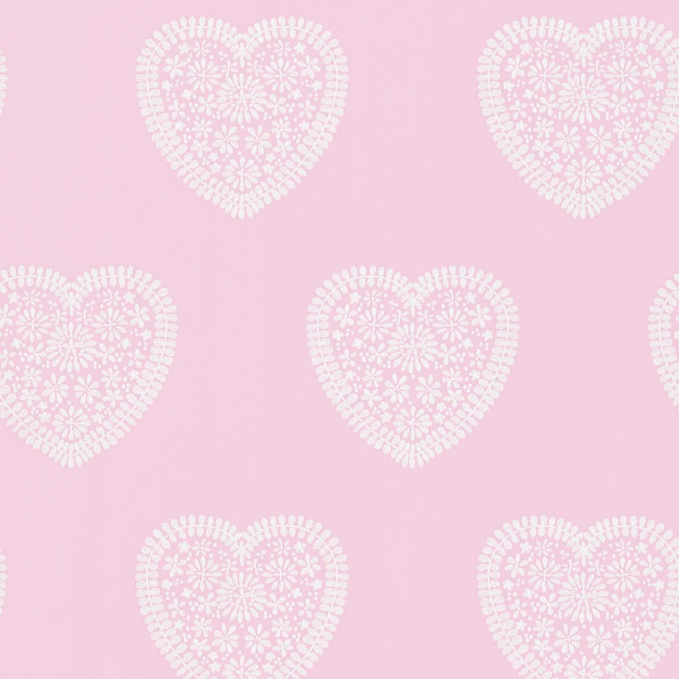 Soft Pink Hearts Damask Wallpaper
