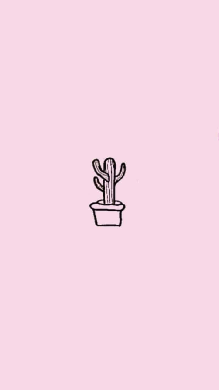 Soft Pink Cactus Illustration Wallpaper