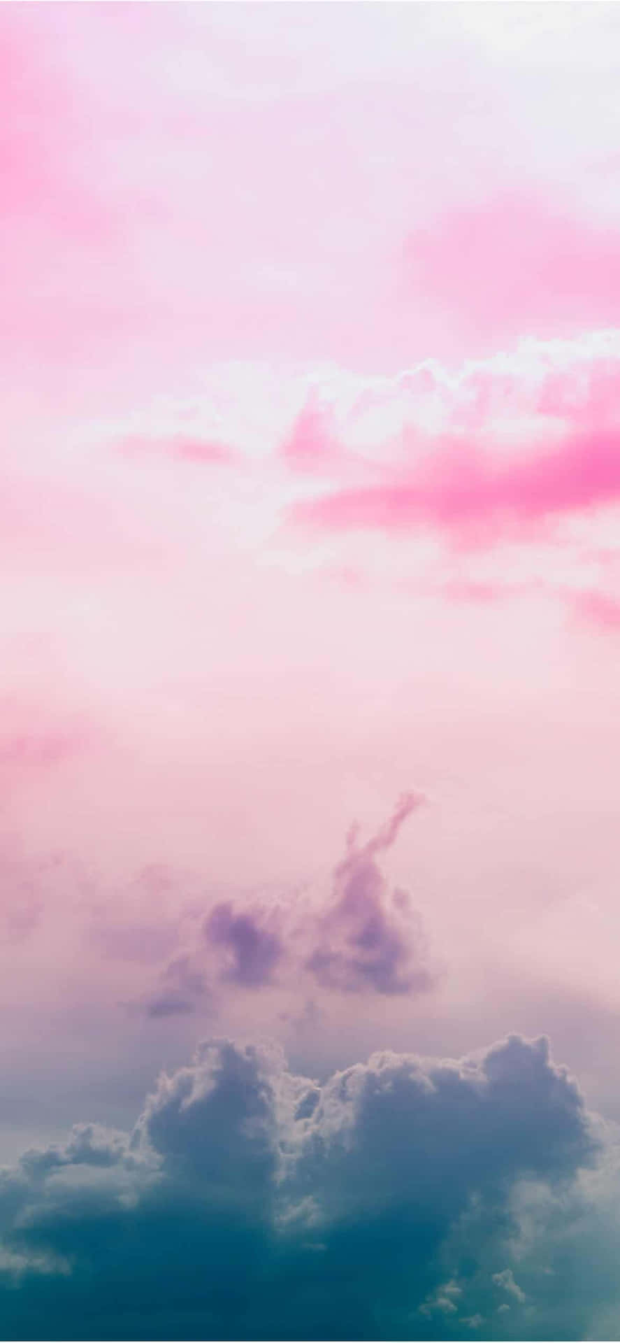 Soft Pink Deep Sea Blue Cloudy Sky Wallpaper