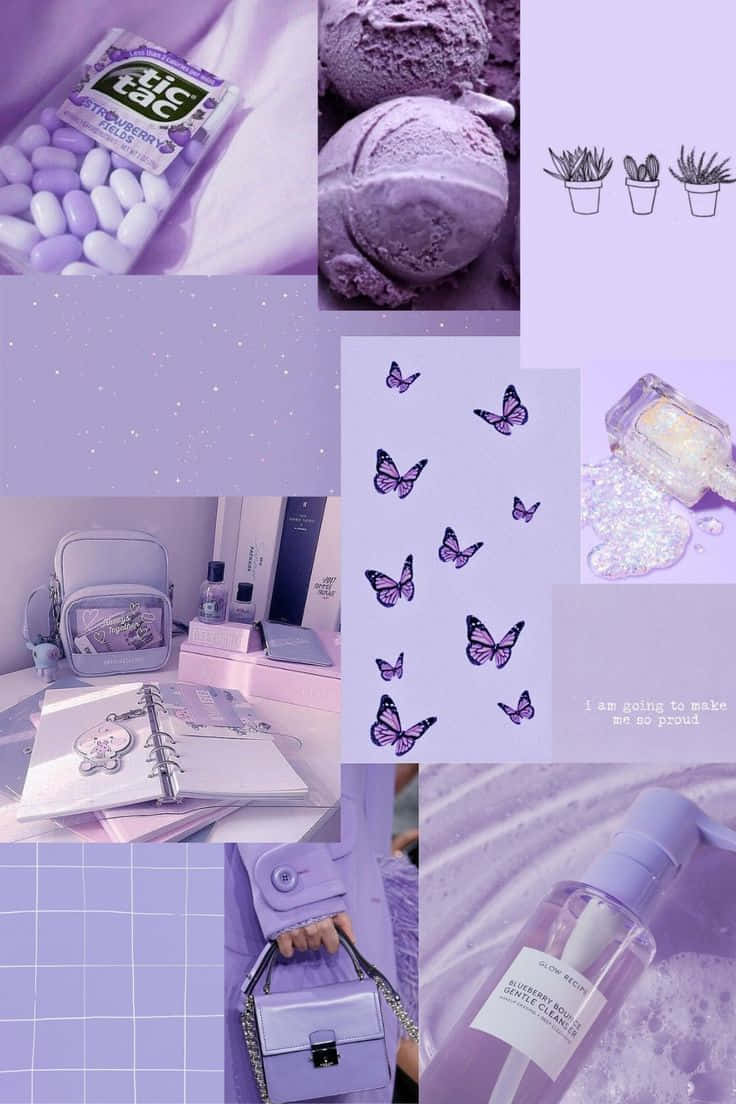 Soft Purple Aesthetic Collage Wallpaper