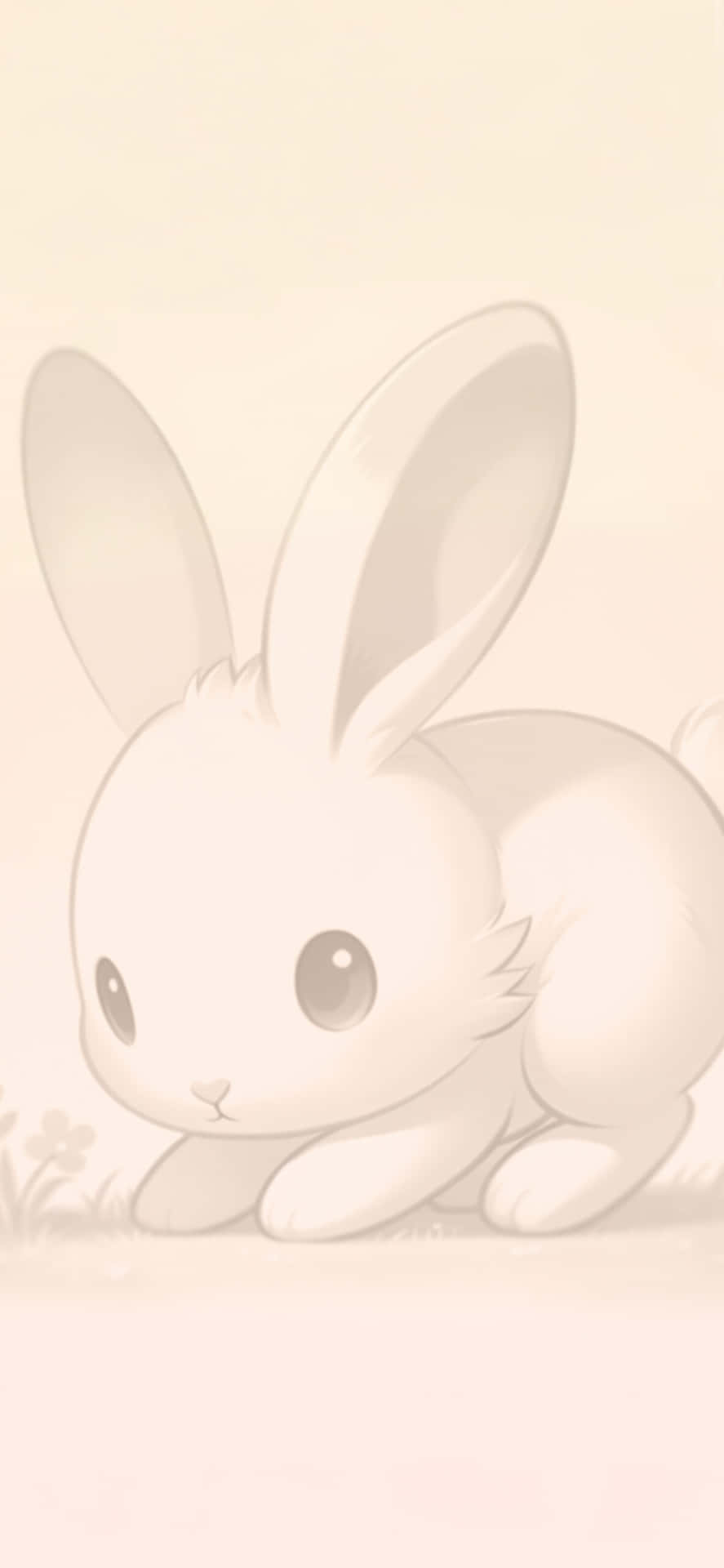 Soft Toned Bunny Illustration Wallpaper