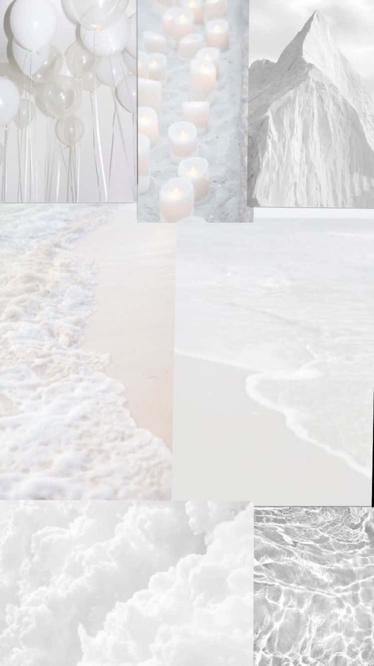 Soft White Aesthetic Grid Collage Wallpaper