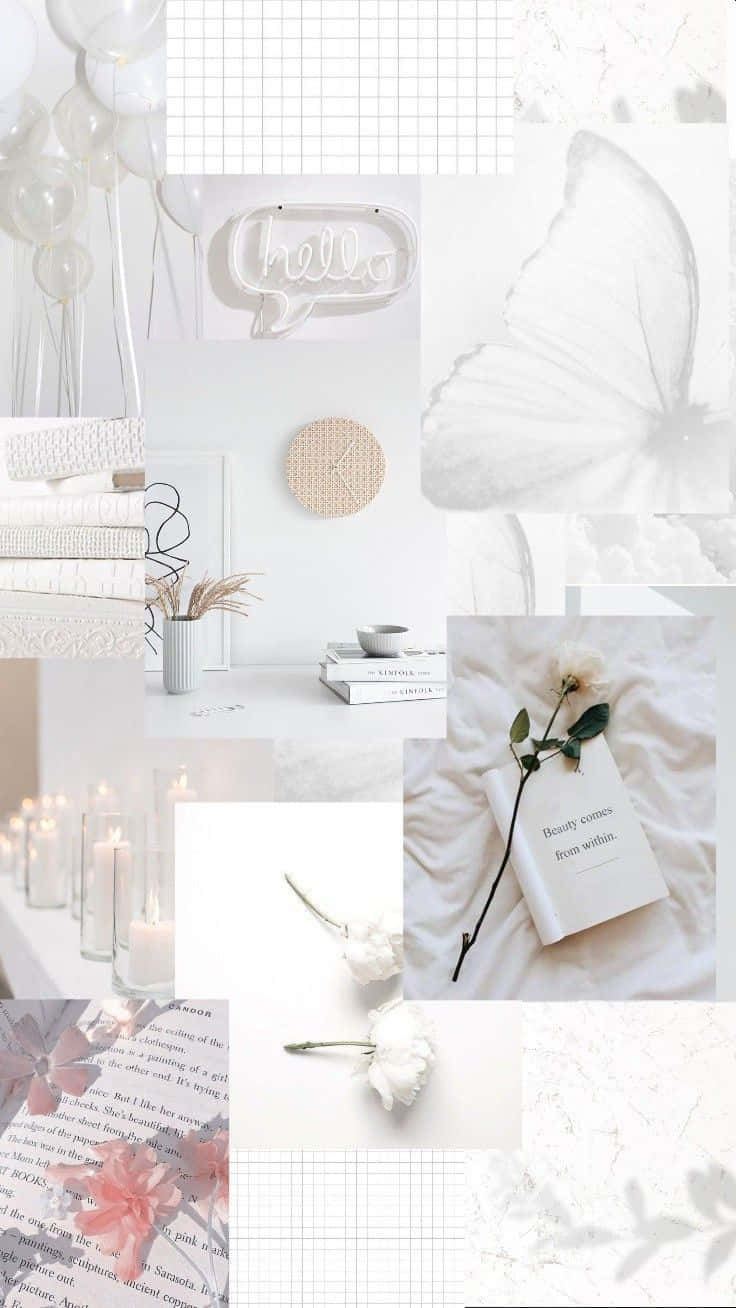 Soft White Aesthetic Collage Phone Wallpaper