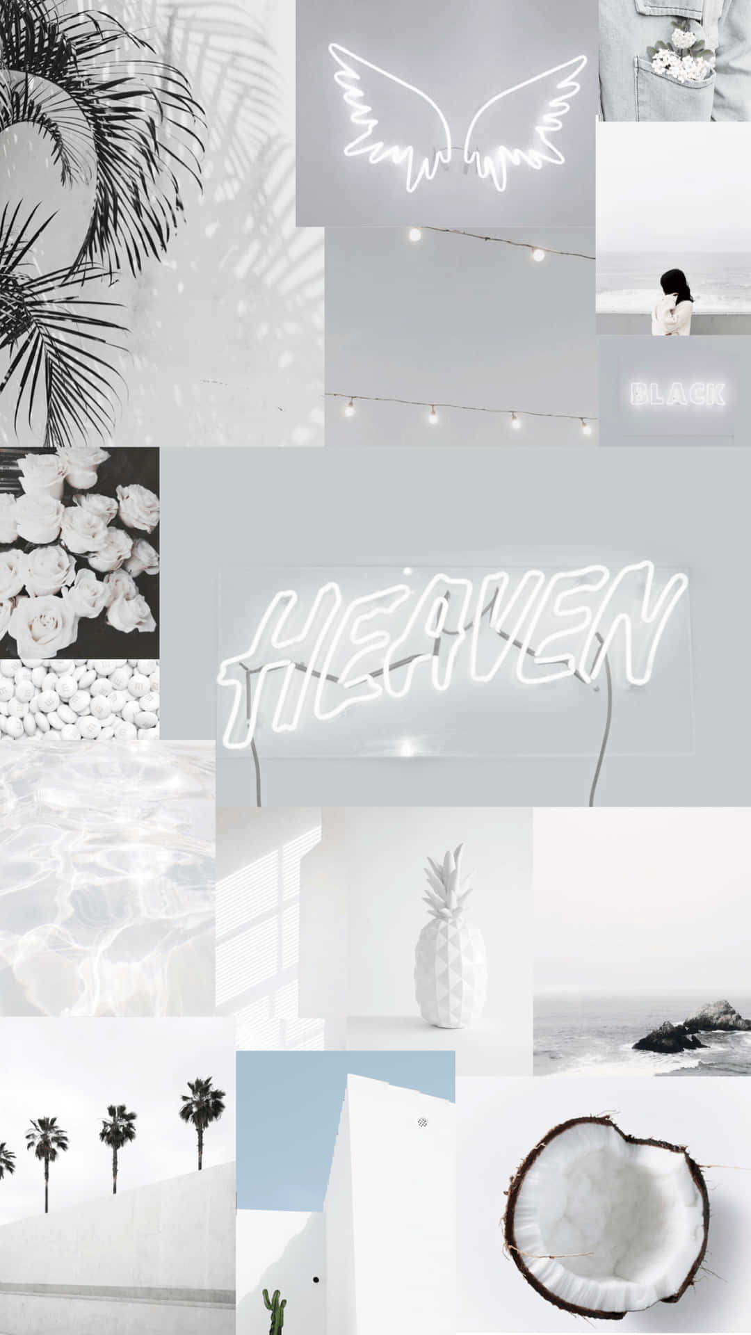 Soft White Aesthetic Photo Collage Wallpaper