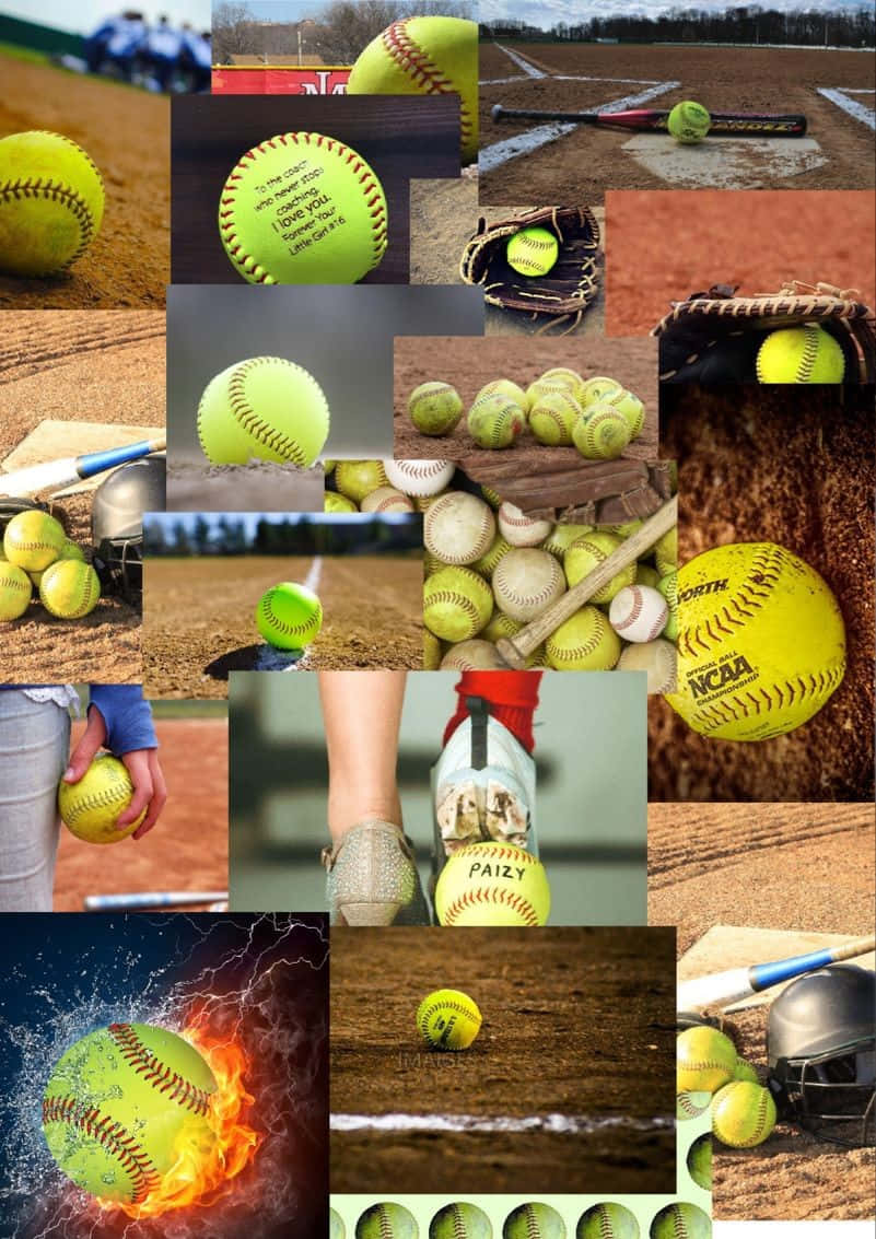 Softball Collage Aesthetic.jpg Wallpaper