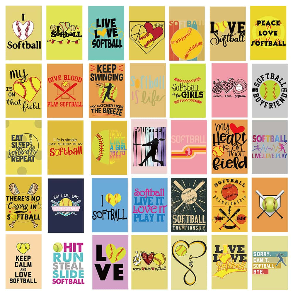 Softball Inspired Quote Collage Wallpaper