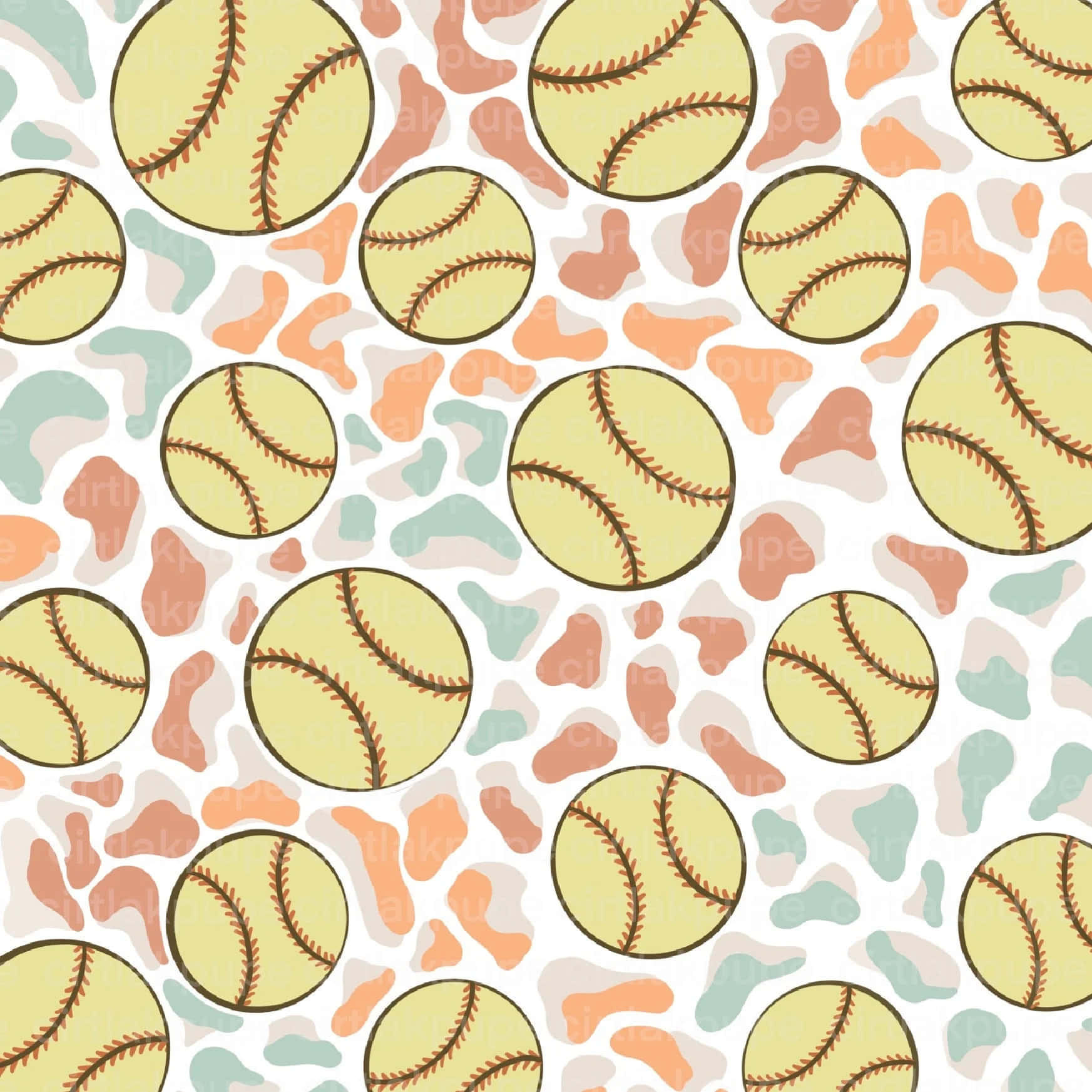 Softball Pattern Aesthetic Wallpaper