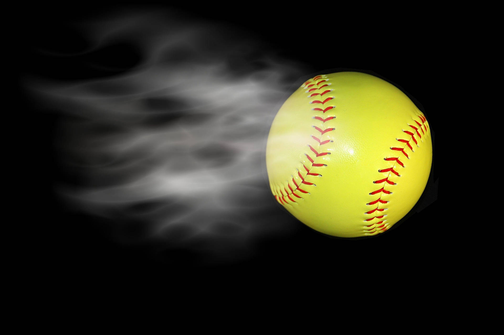 Softball With Trailing White Smoke Effect Wallpaper