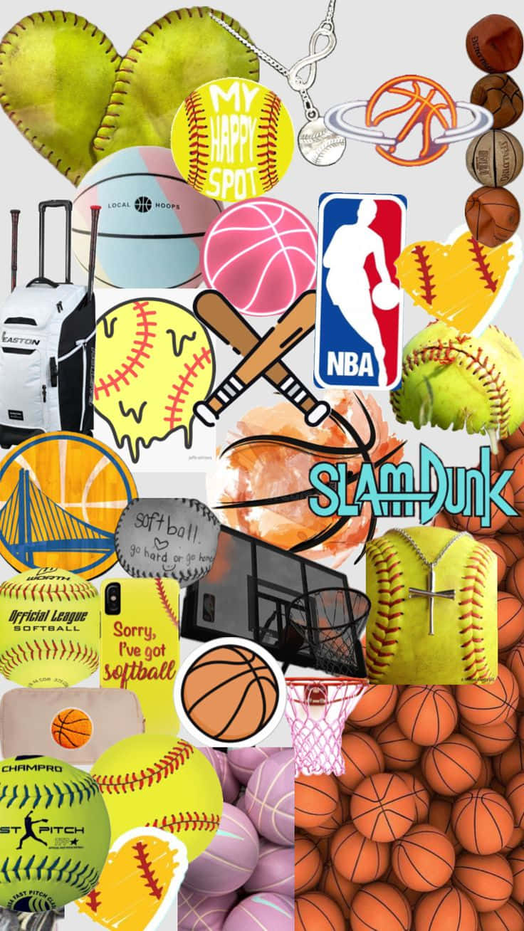 Softballand Basketball Collage Wallpaper