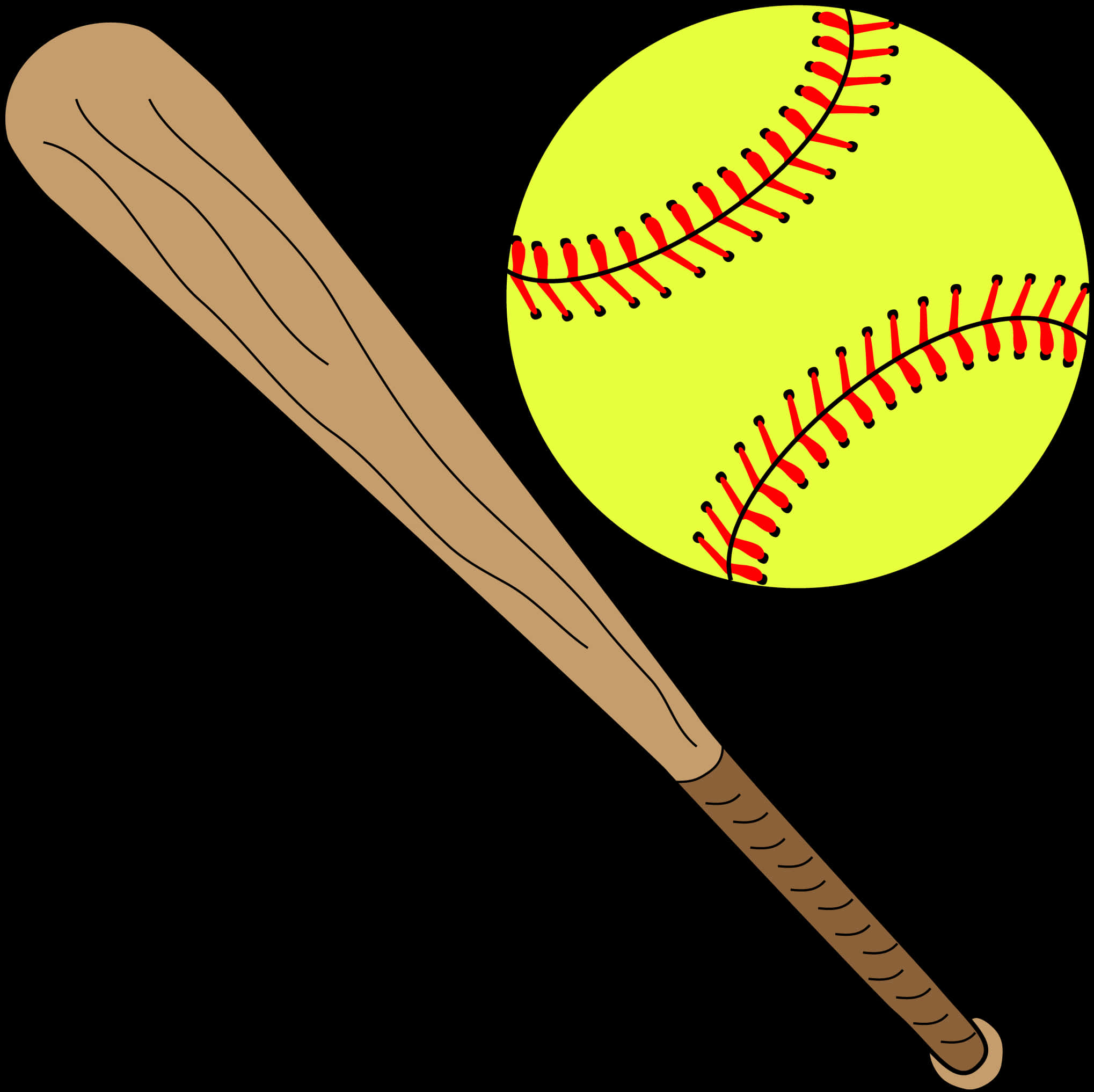 Softballand Bat Vector Illustration PNG