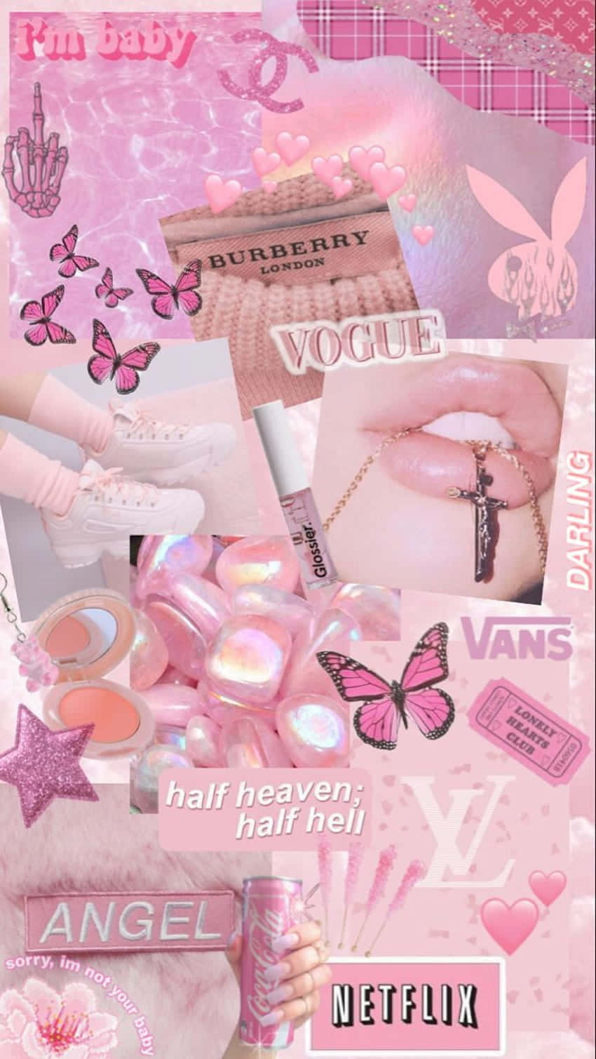 Softie Aesthetic Collage Pink Tones Wallpaper