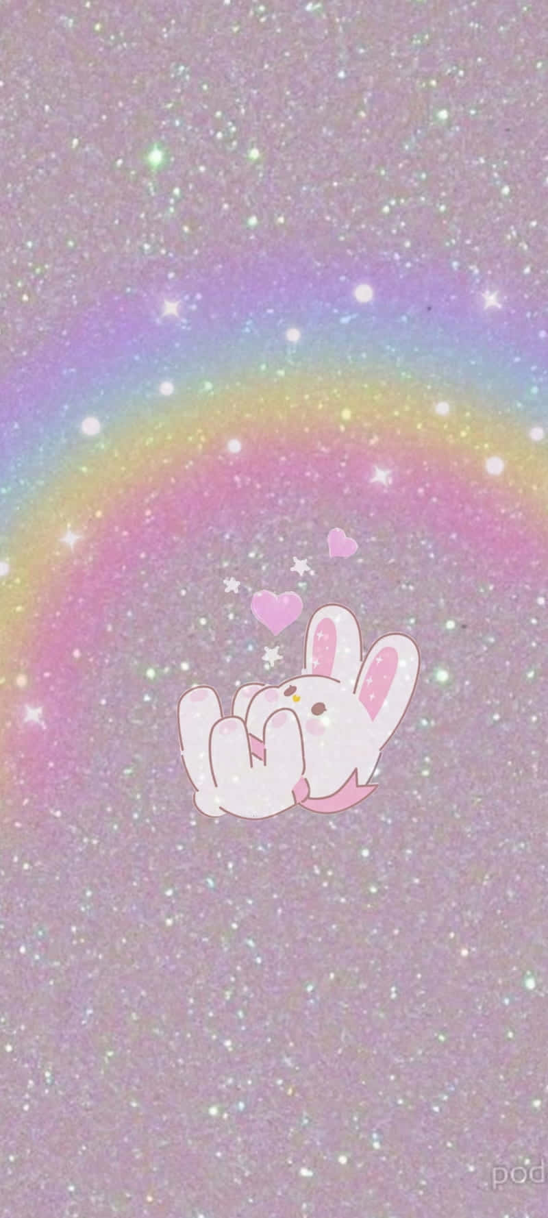 Softie_ Aesthetic_ Rainbow_ Glitter_ Background_with_ Cartoon_ Bunny Wallpaper
