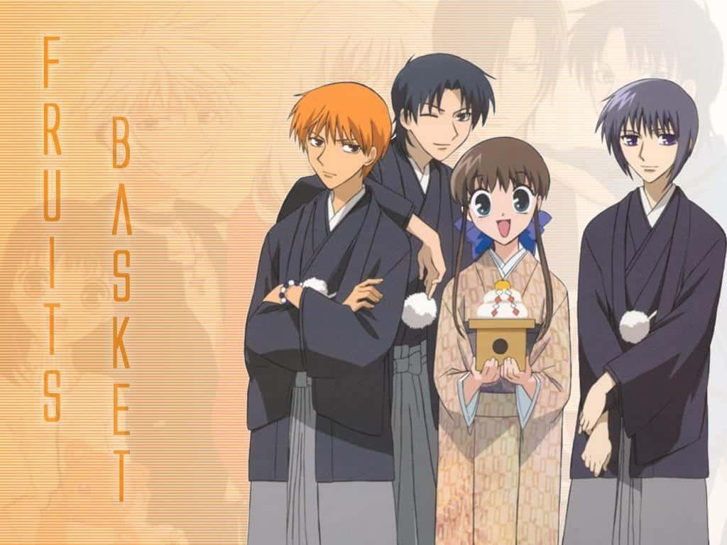 Irmãossohma Com Tohru Poster De Anime Fruits Basket. Papel de Parede