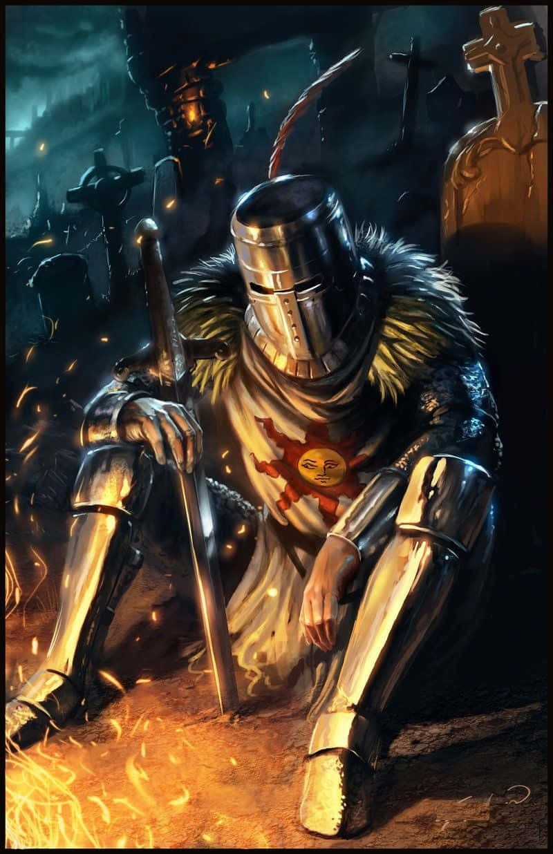 Solaire of Astora Radiating with Confidence in his Iconic Pose Wallpaper