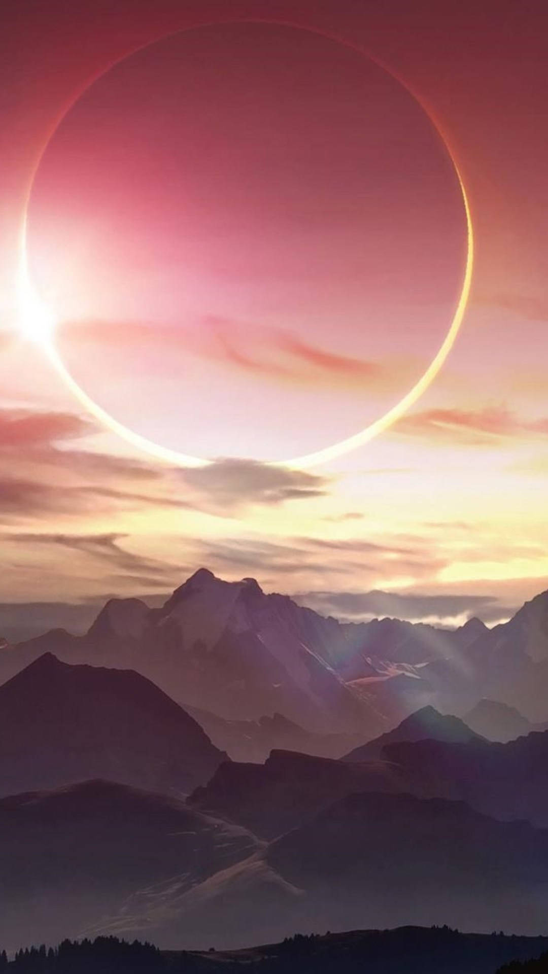 Solar Eclipse Over Mountains Beautiful Wallpaper