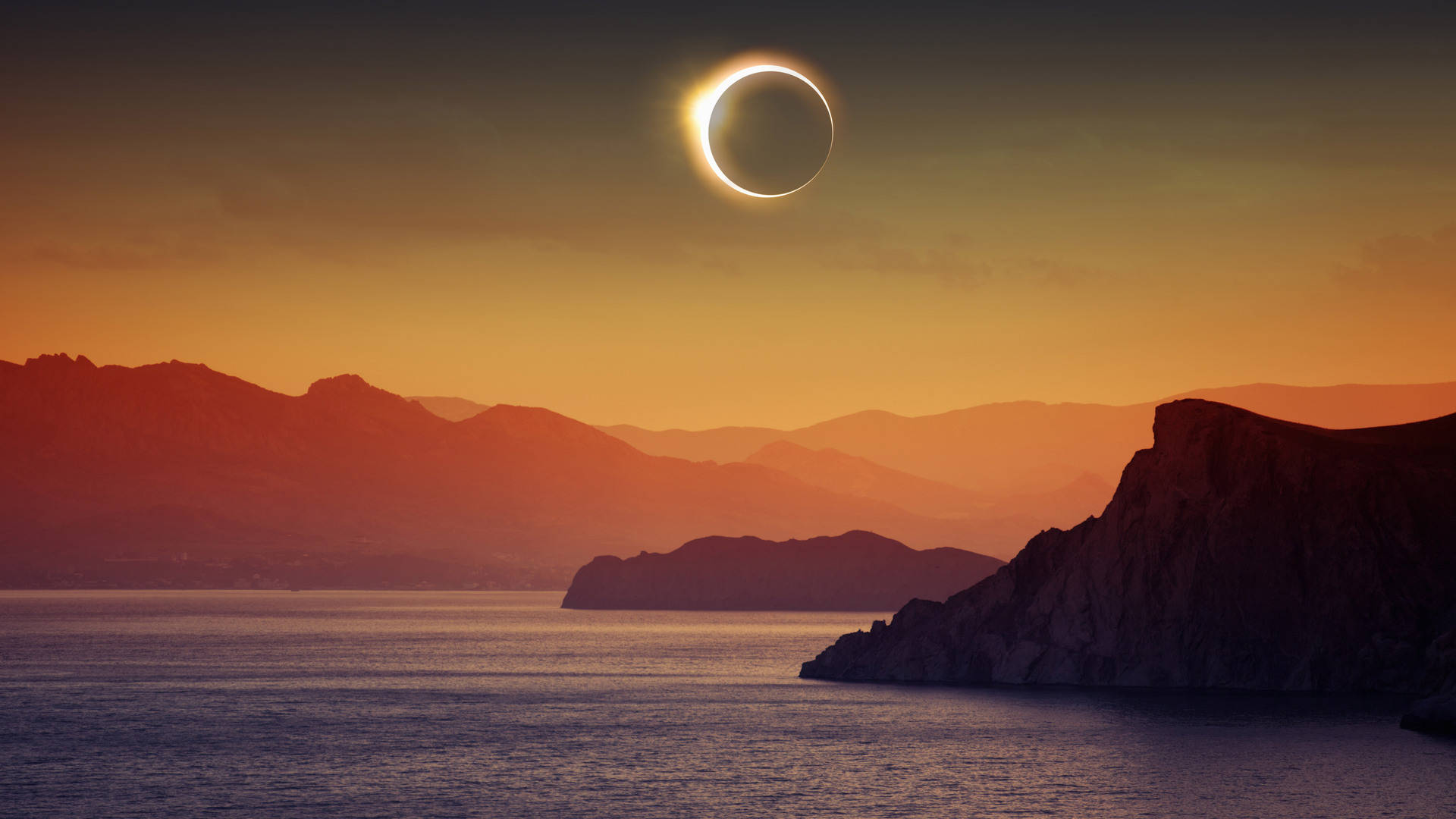Solar Eclipse Over Seaside Cliff Wallpaper