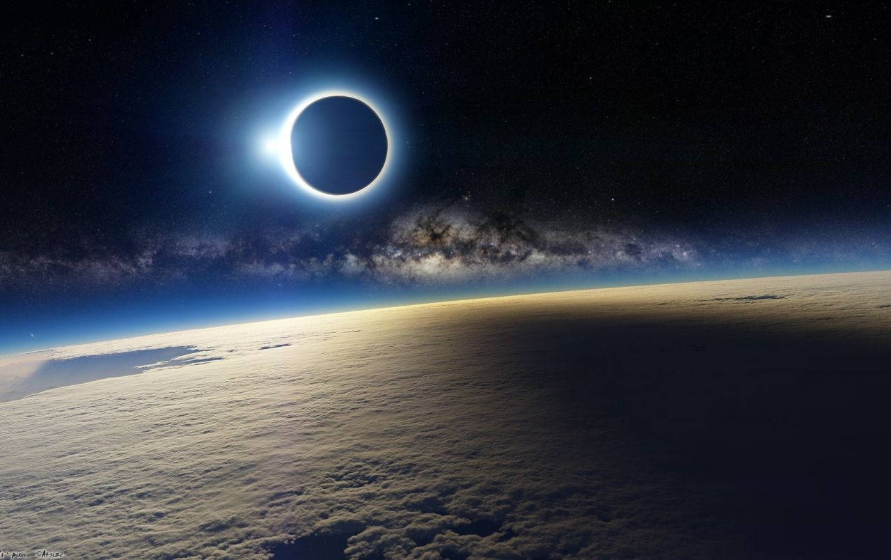 Solar Eclipse Over The Milky Way Wallpaper